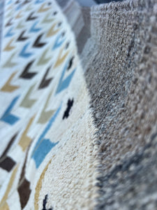 6x8 (180x245) Handmade Afghan Rug | Grey Gray Cream Beige Taupe Navy Denim Blue Black Moss Green Golden Yellow | Tribal Kilim Oriental Wool