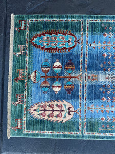 3x9-10 (91x290) Handmade Afghan Runner Rug | Denim Navy Blue Teal Ruby Red Cream Ivory Dusk Pink Chocolate Brown Peach Sage Green | Wool