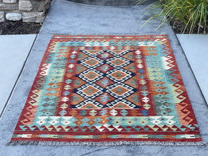 3X5 Afghan Maimana Kilim Rug | Boho Decor | Tribal Decor | Vintage Rug | Decorative Rug | outdoor rug | bright boho rugs