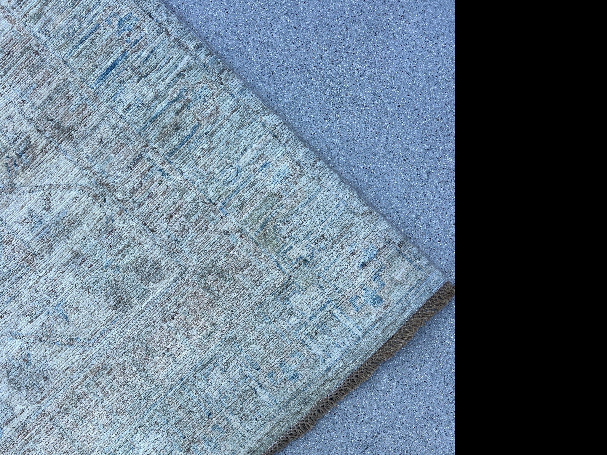 9x12 (270x365) Handmade Afghan Rug | Muted Neutral Grey Sky Baby Blue Teal Tan Cream Beige | Turkish Floral Persian Hand Knotted Wool
