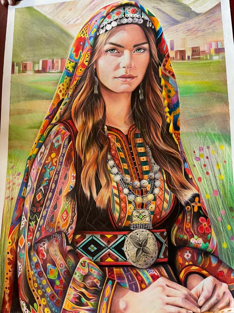 Bearer of Herat | Original Afghan Woman Portrait Mixed Media Art