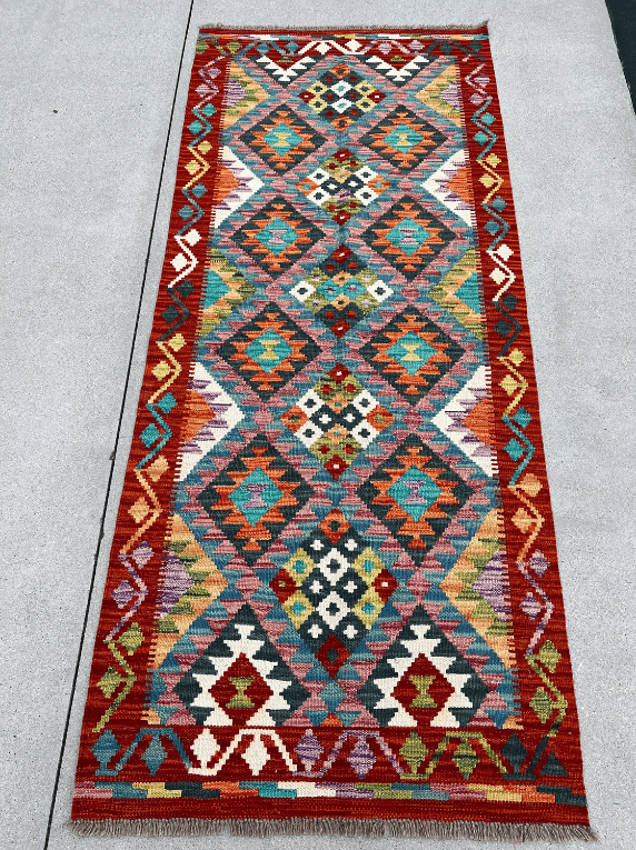 Vulcan - 3x7 Kilim Runner - The Rug Mine - Authentic Oriental Rugs