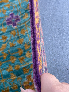 Pre-Order - 8x10 Purple Green Yellow-Gold Teal Lavender Handmade Wool Afghan Rug | Turkish Oushak Persian Serapi Heriz Mamluk Tribal Wool