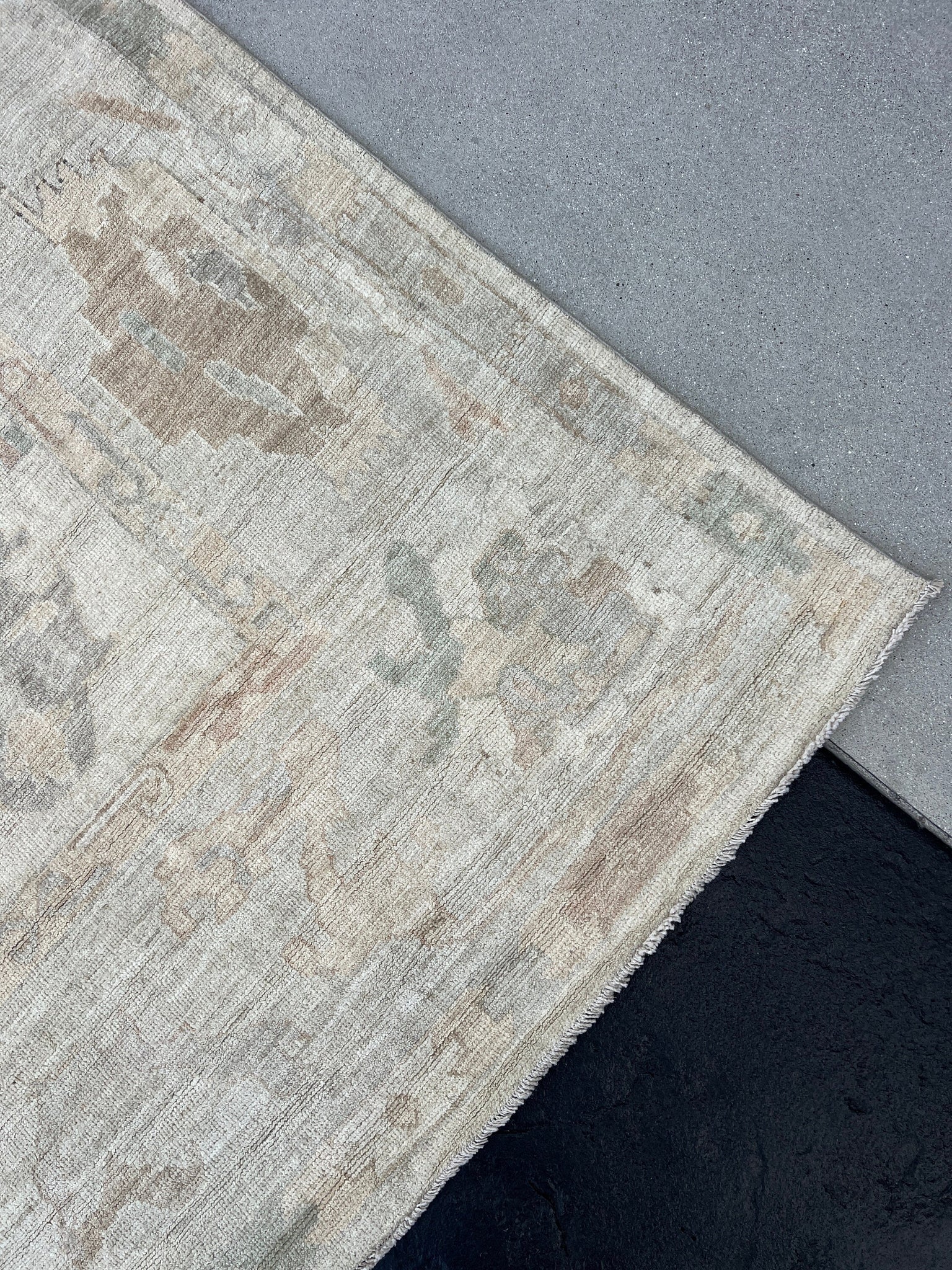 8x10 - 8x11 Handmade Afghan Rug | Light Warm Grey Cream Ivory Charcoal Mauve Brown Sage Green Coral | Turkish Oushak Knotted Wool Persian Neutral Area Rug