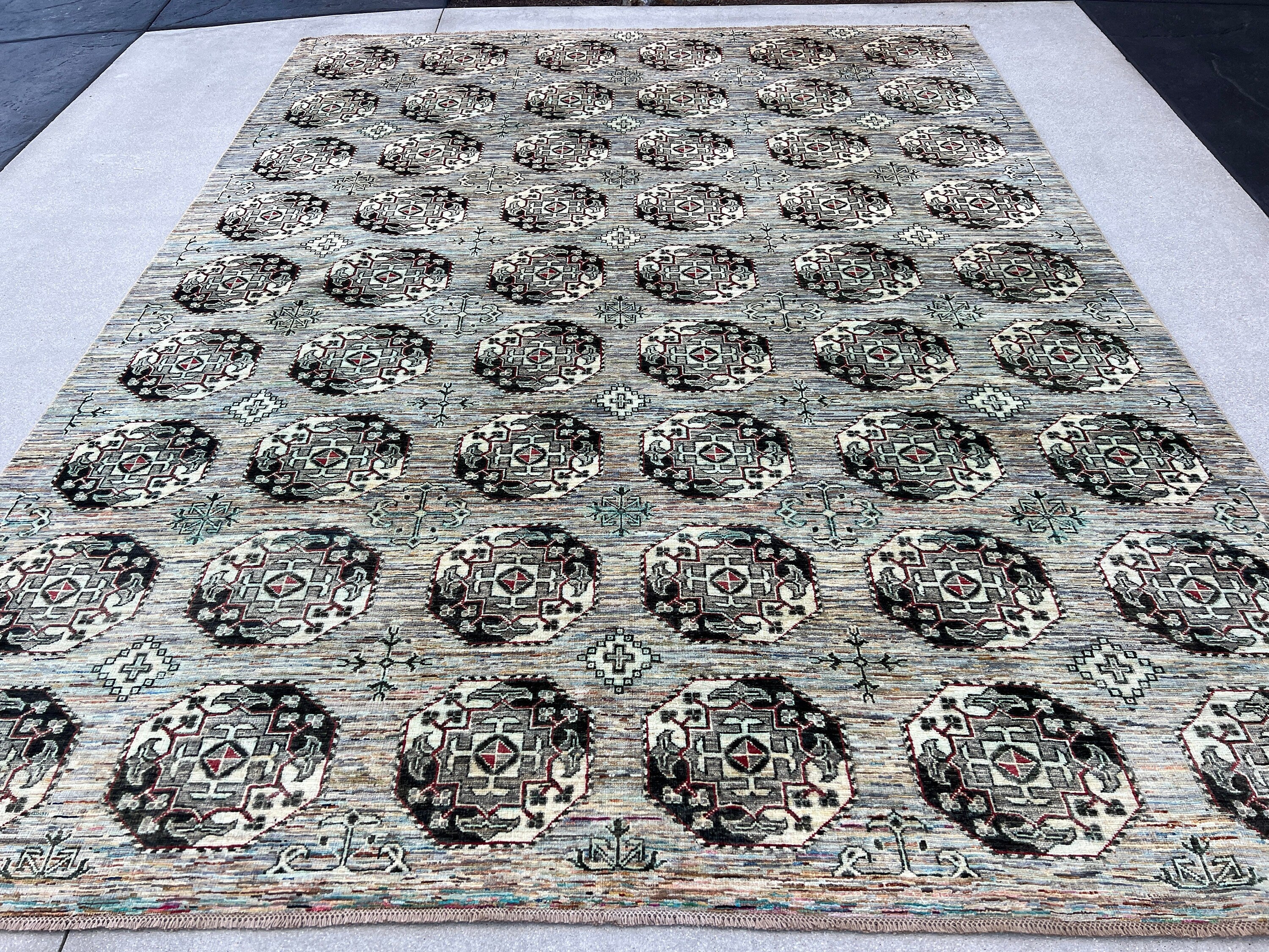 Made to Order 8x11 Handmade Afghan Rug | Grey Charcoal Teal Ivory Tan Purple Forest Green Chocolate Mocha Brown Royal Blue Red Boho Bohemian