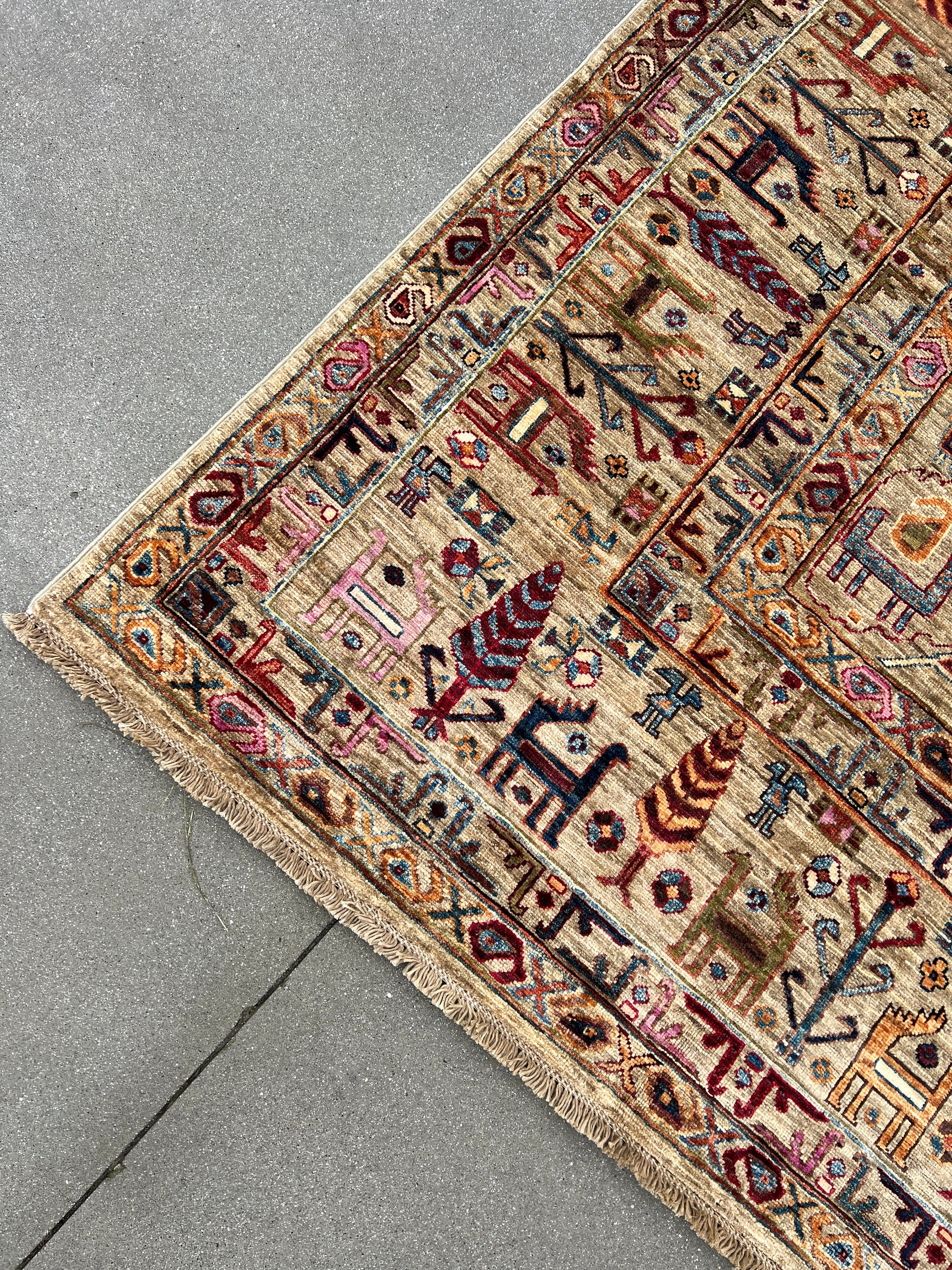 Made to Order 9x12 Handmade Afghan Rug Earth Tones Brown Umber Denim Blue Brick Red Maroon Teal Pine Olive Green Burnt Orange Pink Ivory