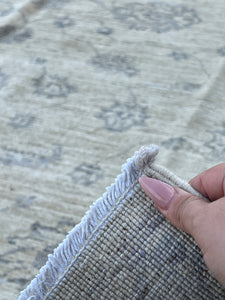 6x10 (183x305) Handmade Afghan Rug | Neutral Muted Cream Beige Ivory Grey Gray | Wool Boho Hand Knotted Heriz Serapi