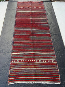 3x7 Handmade Afghan Kilim Runner Rug | Cherry Red Cream Beige Forest Green Midnight Blue Black Mustard Yellow | Persian Oushak Turkish Wool