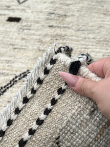 3x10 (90x305) Handmade Afghan Runner Rug | Muted Neutral Cream Beige Brown Black | Turkish Moroccan Oriental Hand Knotted Persian Boho Wool