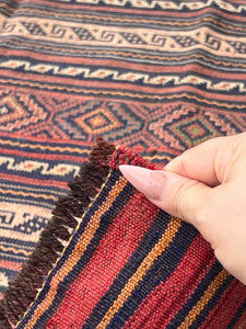 4x7 (120x215) Handmade Afghan Kilim Rug | Brick Red Midnight Navy Blue Cream Beige Orange Sky Blue Ivory Gold | Persian Flatweave Wool