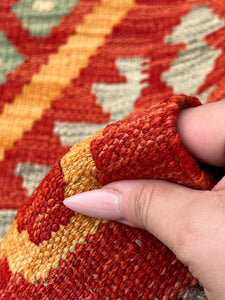 3x7 (100x200) Handmade Afghan Kilim Runner Rug | Brick Red Rust Orange Grey Denim Sky Blue Taupe Mustard Teal Mint Olive | Flatweave Wool