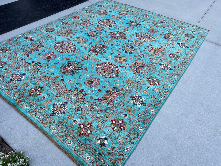 Made to Order 8x10 - 8x11 Handmade Afghan Rug | Turquoise Green Ivory Cream Sage Green Rust Terracotta Caramel Gold Purple Red Mauve Laveder