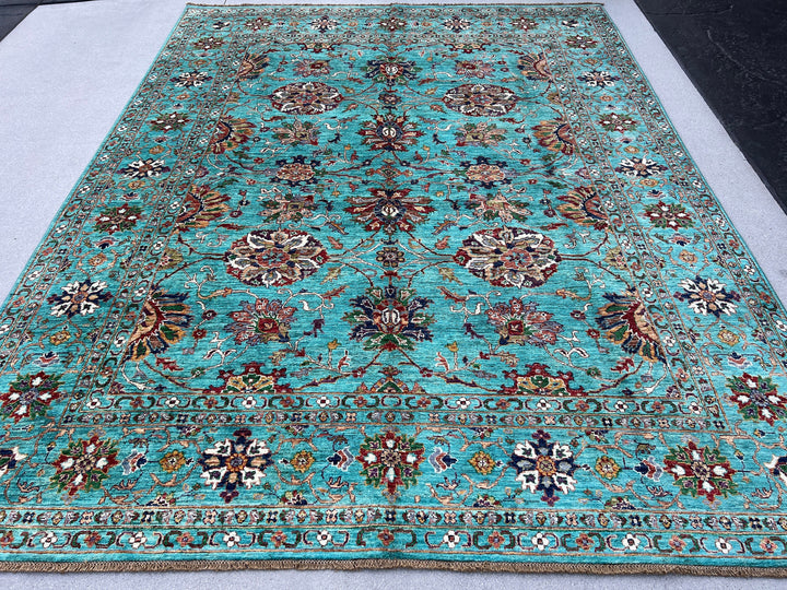 Made to Order 8x10 - 8x11 Handmade Afghan Rug | Turquoise Green Ivory Cream Sage Green Rust Terracotta Caramel Gold Purple Red Mauve Laveder