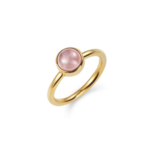 Handmade Afghan Morganite Gold Plated Brass Ring Chic Minimalist Inspired Jewelry Pink Bezel Pearly Artisanal Gift for Her