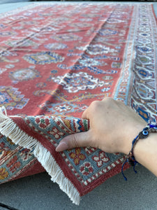 6x10 (180x305) Handmade Afghan Soumak Rug | Brick Red Navy Royal Sky Blue White Forest Green Cream Caramel | Flatweave Wool Kilim