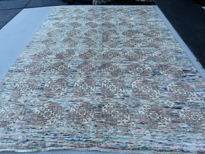 9x12 (270x360) Hand Knotted Afghan Rug | Charcoal Grey Coffee Ivory Blue Pink Light Red Black | Persian Subtle Classic Medallions