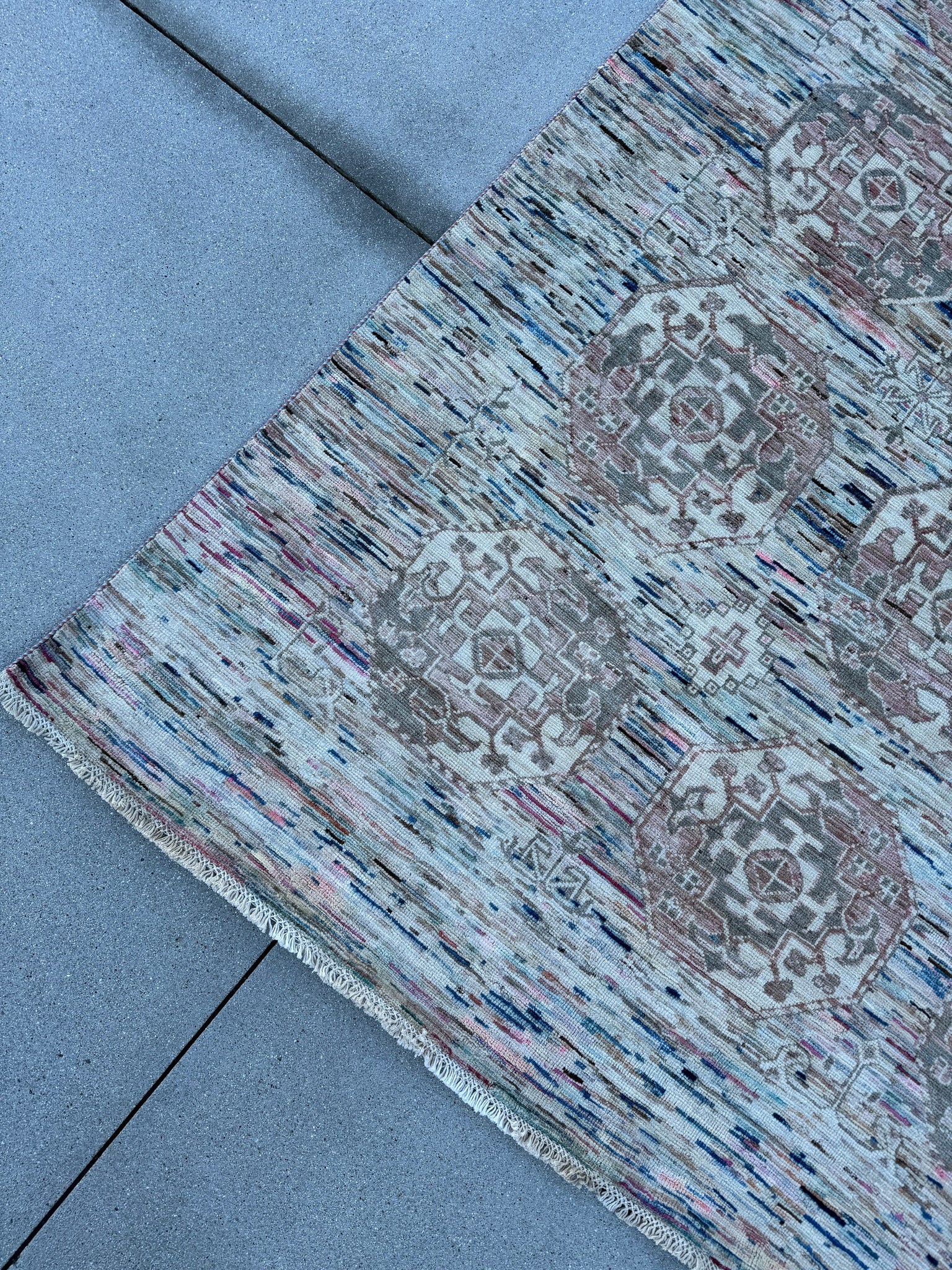9x12 (270x360) Hand Knotted Afghan Rug | Charcoal Grey Coffee Ivory Blue Pink Light Red Black | Persian Subtle Classic Medallions