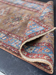 3x10 (90x305) Handmade Afghan Rug Runner | Chocolate Caramel Red Teal Navy Blue Ivory | Tribal Oriental Boho Wool Knotted