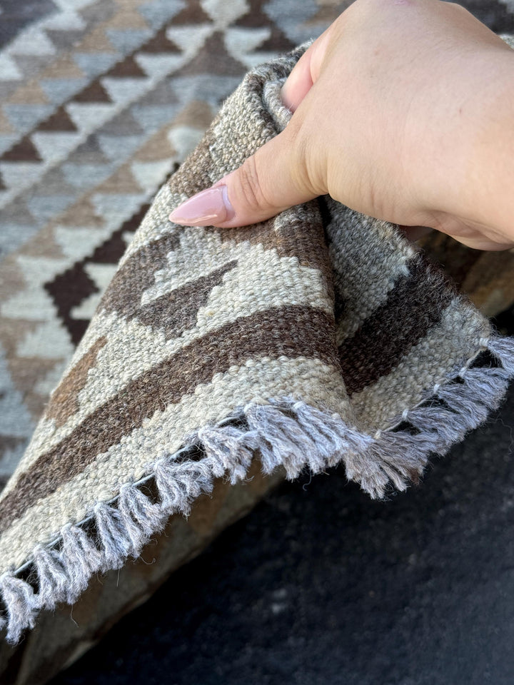 3x5 (100x150) Handmade Afghan Kilim Rug | Grey Gray Golden Coffee Brown Beige Cream | Hand Knotted Geometric Bohemian Turkish Persian Wool