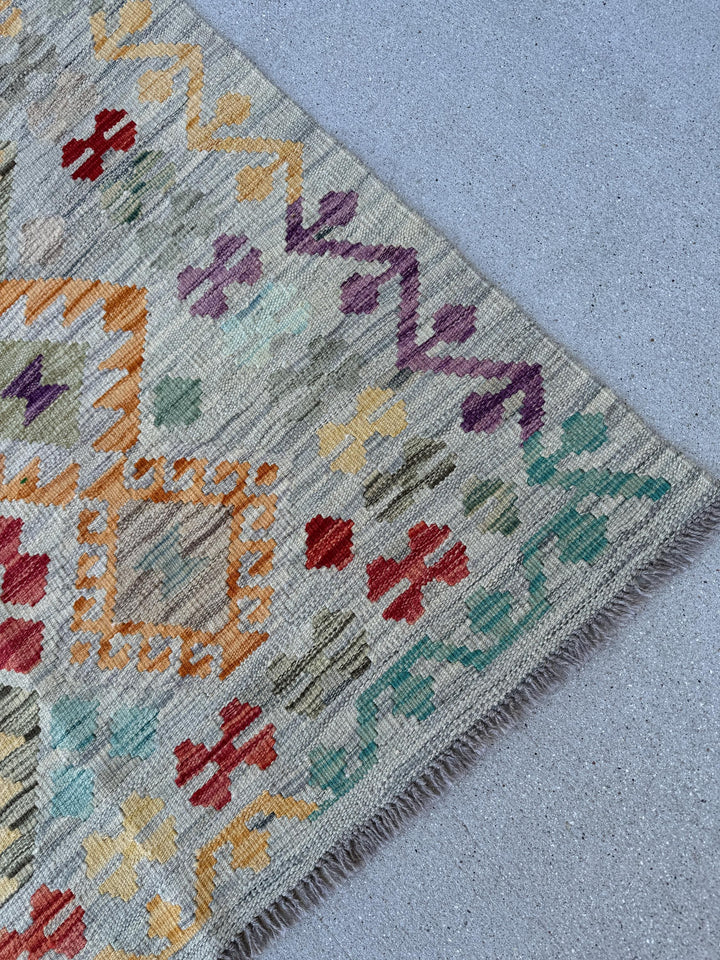 4x6 Handmade Afghan Kilim Runner Rug | Grey Purple Denim Sky Blue Burnt Orange Cherry Red Mustard Yellow Taupe Army Forest Green | Flatweave