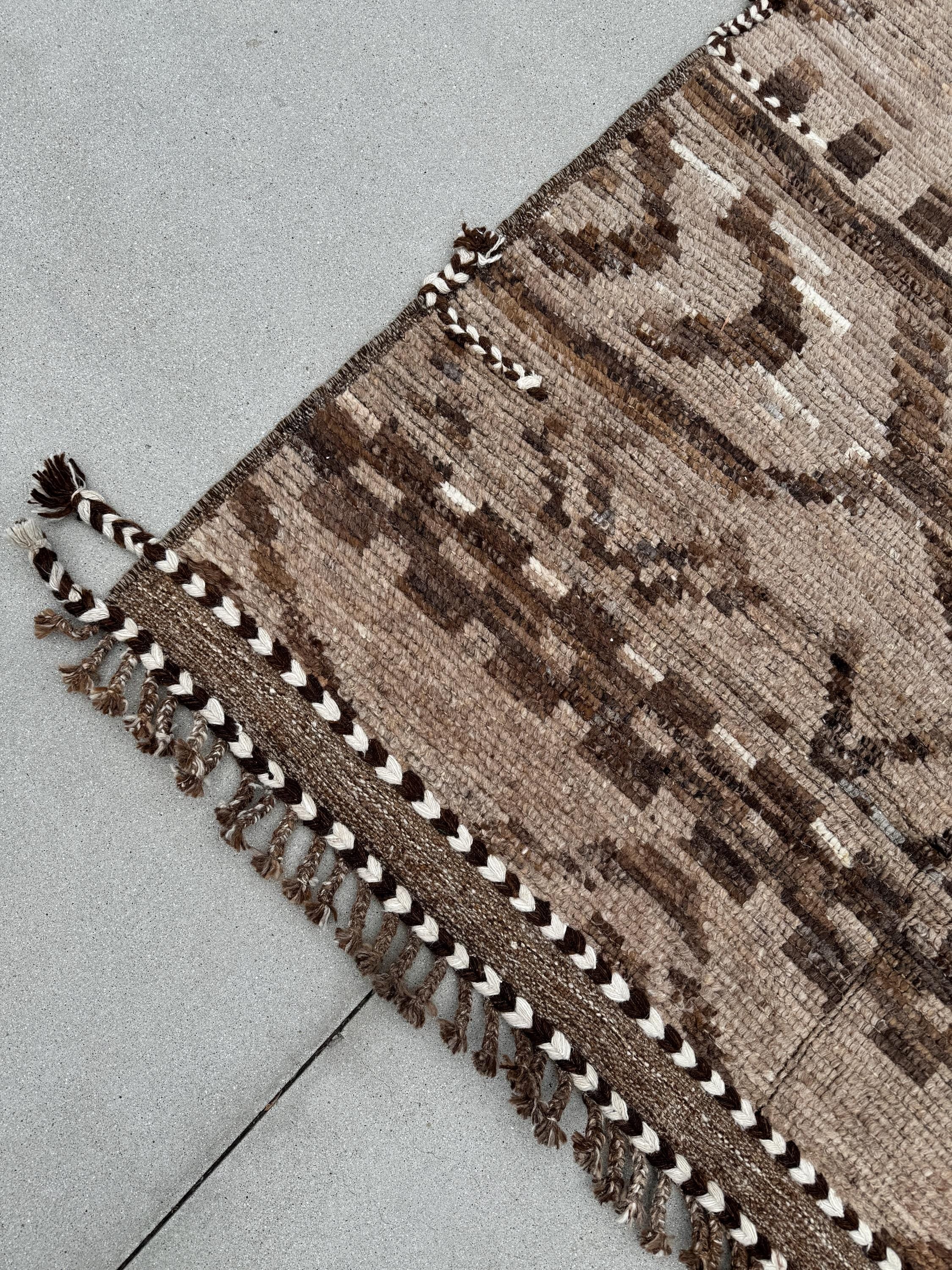 9x13 (274x396) Handmade Afghan Moroccan Rug | Neutral Earth Tones Beige Tan Sand Brown Black White | Wool Geometric Tribal Handknotted