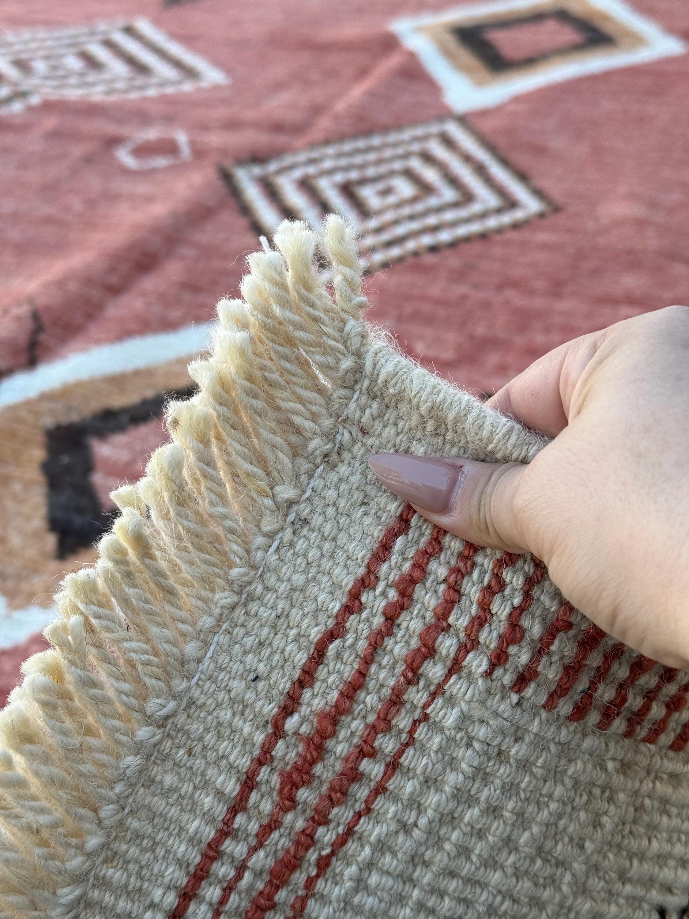 10x14 Handmade Afghan Moroccan Rug | Terracotta Burnt Sienna Peanut Brown Ivory Cream Charcoal Black | Handwoven Tribal Wool Handknotted