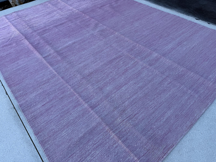 7-8x10 Handmade Afghan Kilim Rug | Lavender Lilac Purple Heathered | Wool Flatweave Solid Modern Minimalist Contemporary Feminine Design