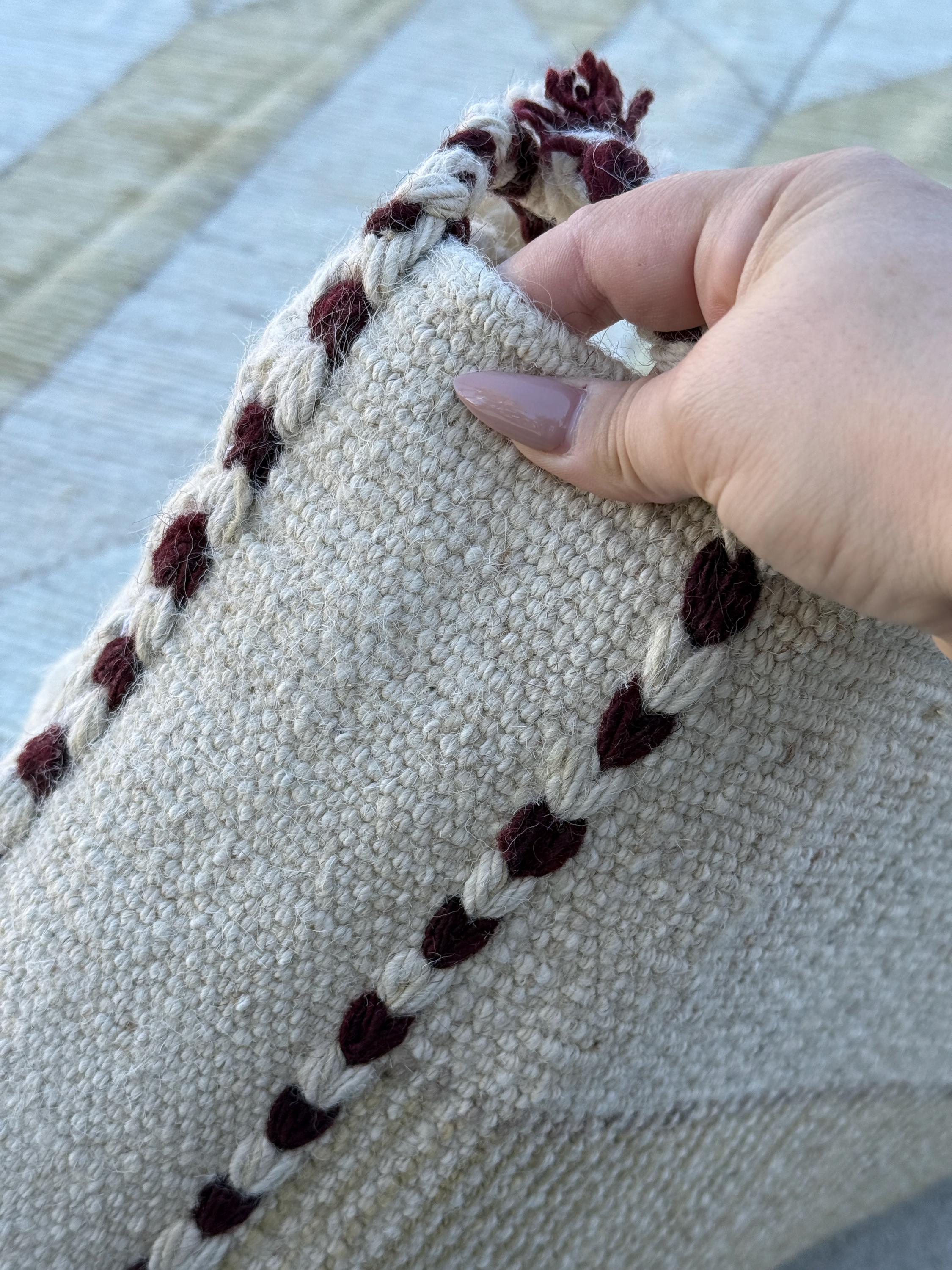 9x11 Handmade Afghan Moroccan Rug | Ivory Cream Soft Beige Pale Olive Green Burnt Orange Rust Red Black | Earth Tone Berber Beni Ourain