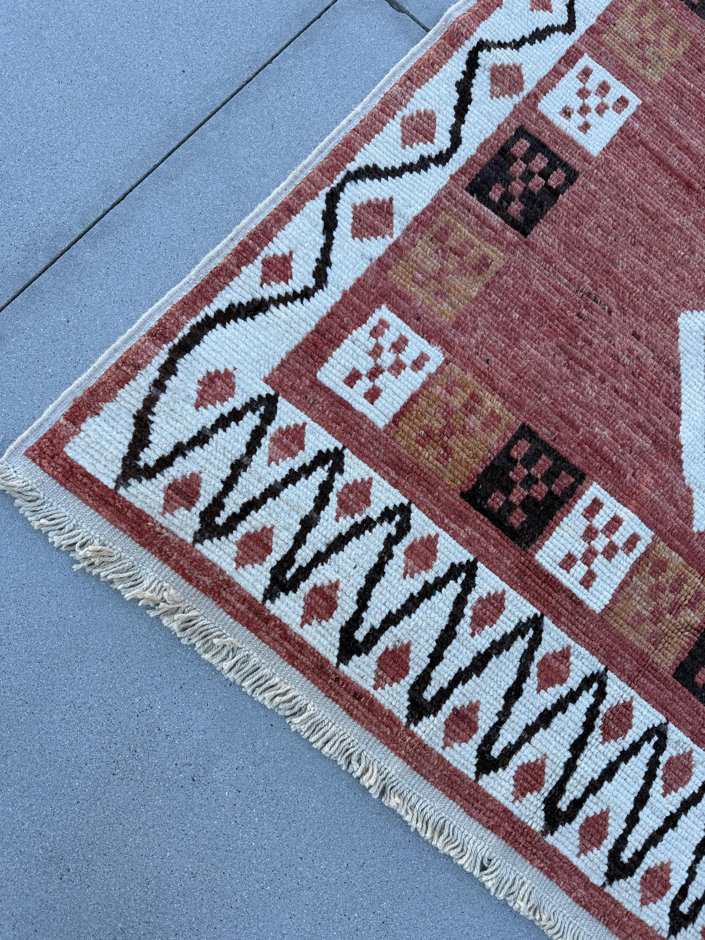 10x14 Handmade Afghan Moroccan Rug | Terracotta Burnt Sienna Peanut Brown Ivory Cream Charcoal Black | Handwoven Tribal Wool Handknotted