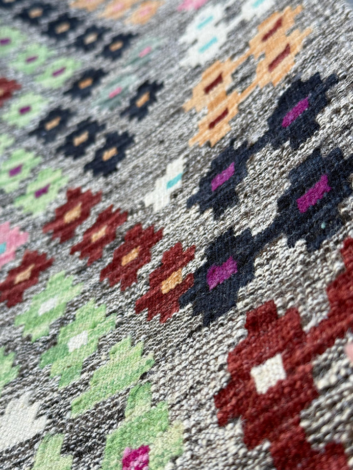 8x10-11 Handmade Afghan Kilim Rug | Grey Aqua Teal Mint Green Baby Pink Orange Saffron Chocolate Brown Burgundy White Ivory Eggplant Black