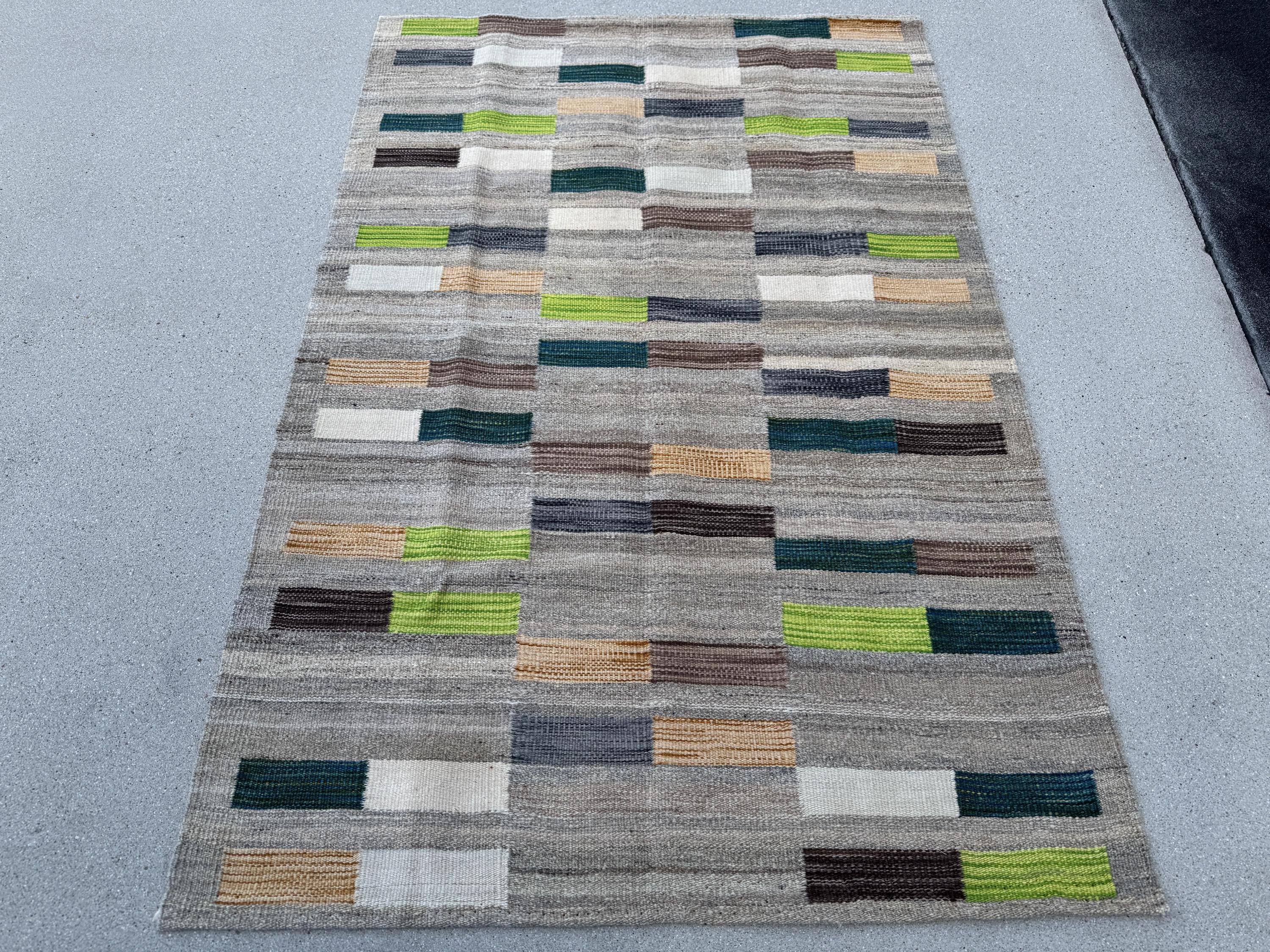 3x5 (104x154) Handmade Afghan Kilim Runner Rug | Slate Charcoal Grey Black Beige Ivory Taupe Mocha Carmel Brown Teal Navy Blue Lime Green