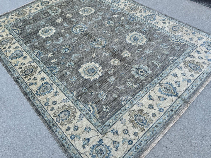 5x7 (152x213) Hand Knotted Afghan Rug | Grey Cream Beige Denim Powder Blue White Tan Taupe | Wool Floral Persian Dorm Room Apartment