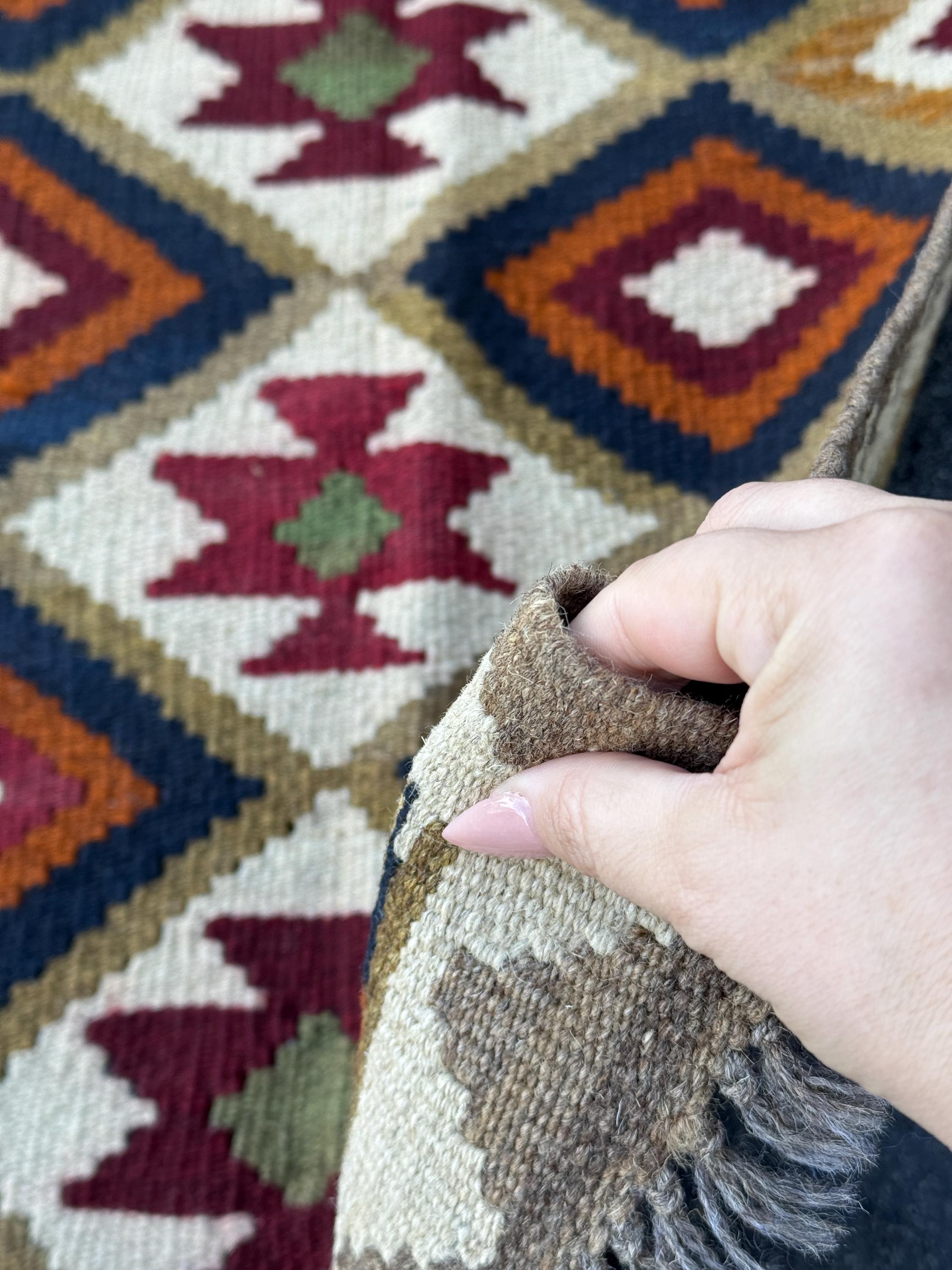 3x7 (63x200) Handmade Afghan Kilim Runner Rug | Cream Ivory Maroon Blood Red Auburn Charcoal Grey Olive Green Carmel Brown Tan Orange Black