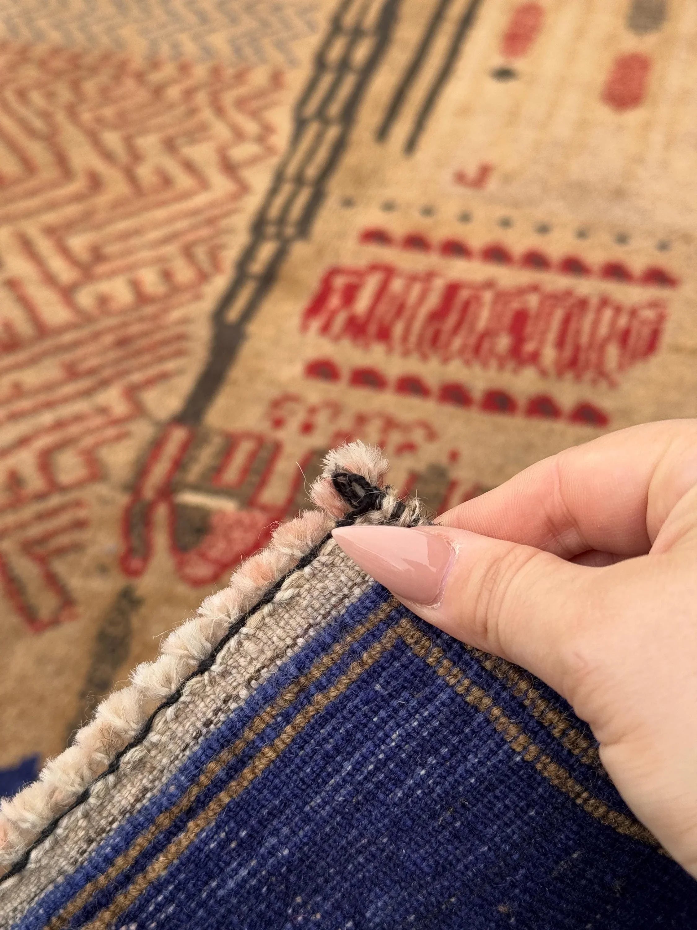 3x5 Handmade Vintage Afghan Baluch Rug | Beige Tan Sand Caramel Taupe Brown Grey Gray Rust Orange Blood Brick Red Navy Midnight Blue | Wool
