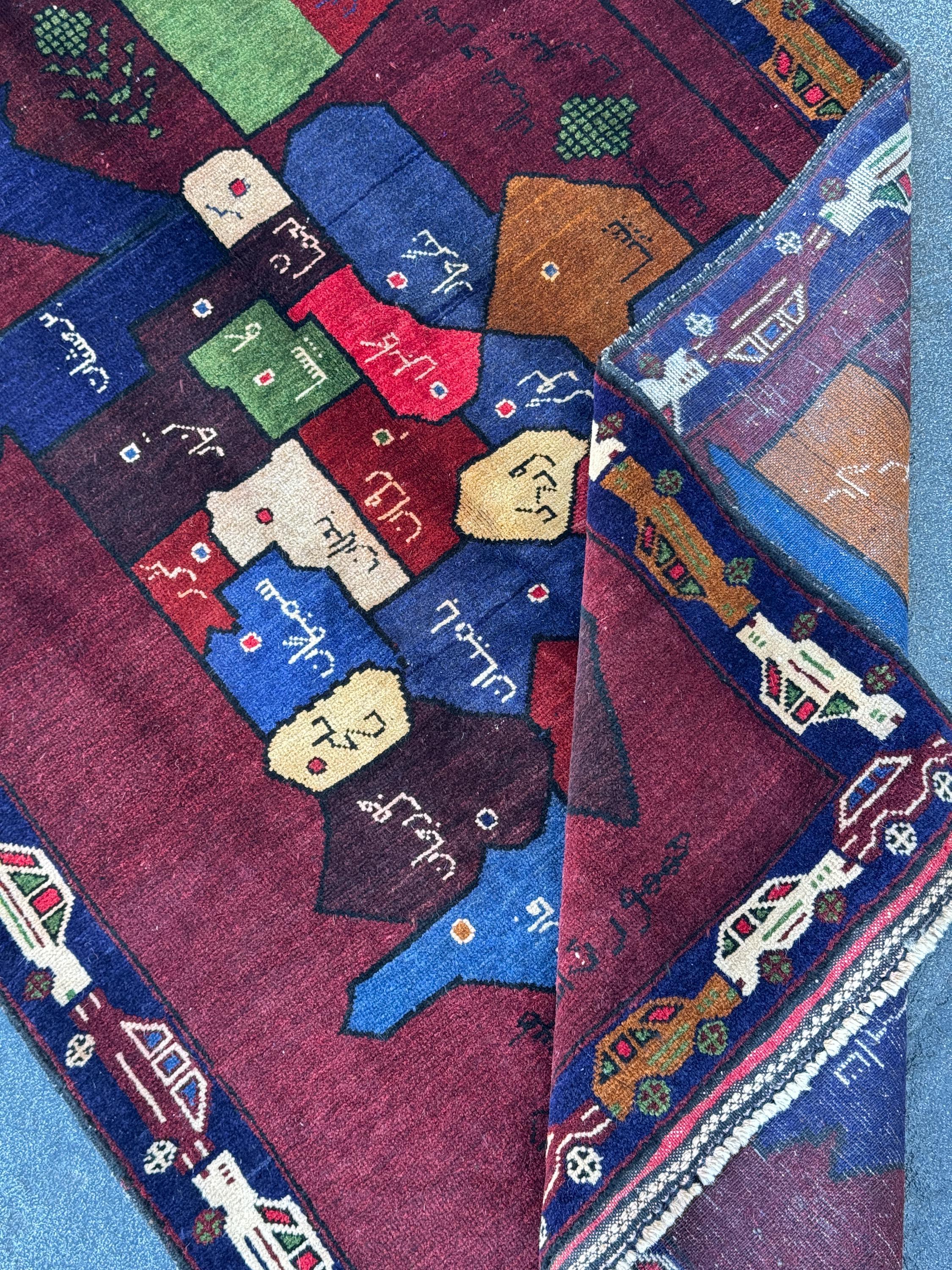 3x5 (91x152) Handmade Vintage Afghan Baluch Rug Maroon Crimson Blood Burgundy Red Denim Navy Blue Black Cream Pine Moss Green Caramel Brown