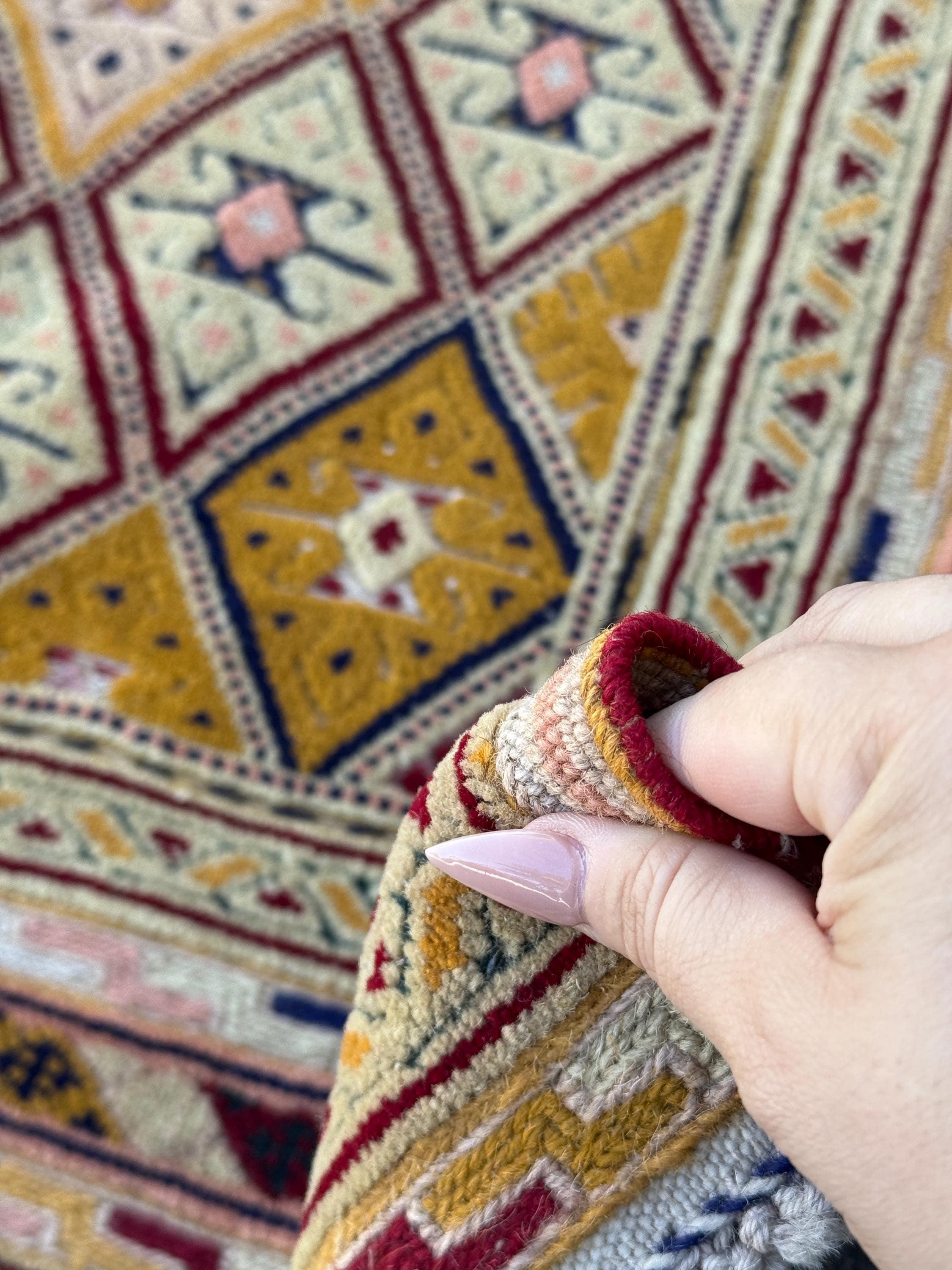 3x4 (86x129) Handmade Afghan Vintage Barjasta Rug | Saffron Gold Cornsilk Yellow Crimson Cherry Red Auburn Cream Ivory Black Tan Sand | Wool