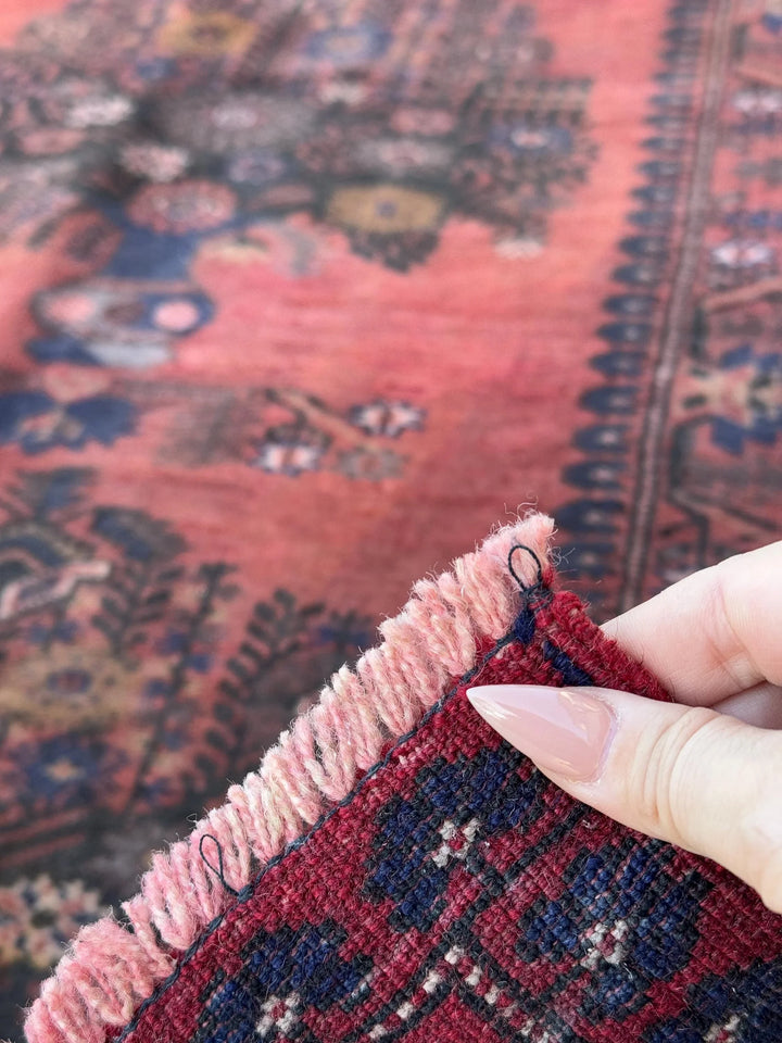 3x4 (91x121) Handmade Afghan Vintage Baluch Rug | Brick Red Black Midnight Navy Blue Caramel Brown Cream Grey Brown Taupe | Wool Traditional