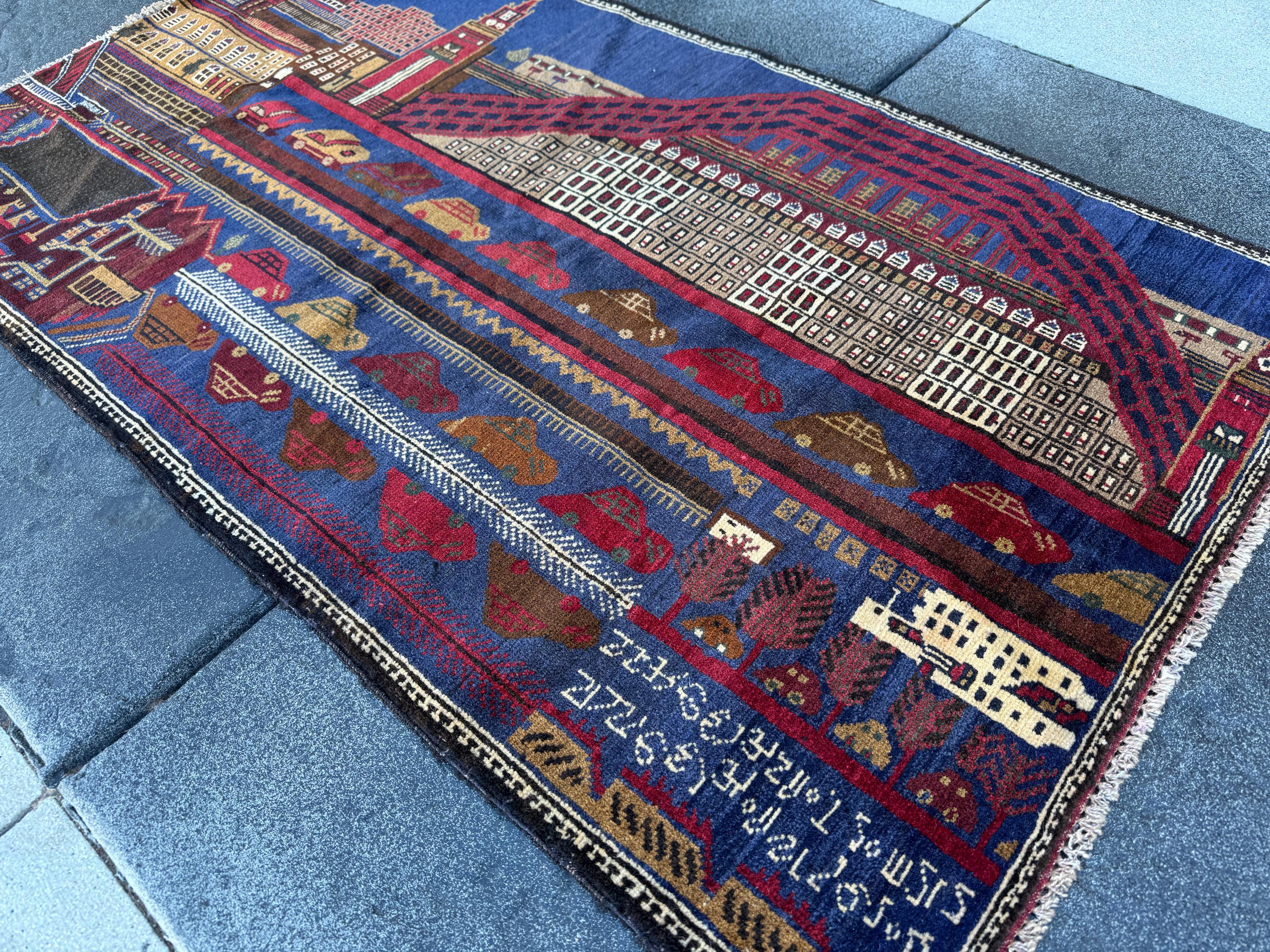 3x5 Handmade Vintage Afghan Baluch Rug | Navy Blue Crimson Blood Burgundy Red White Cream Taupe Tan Caramel Coffee Chocolate Brown Black