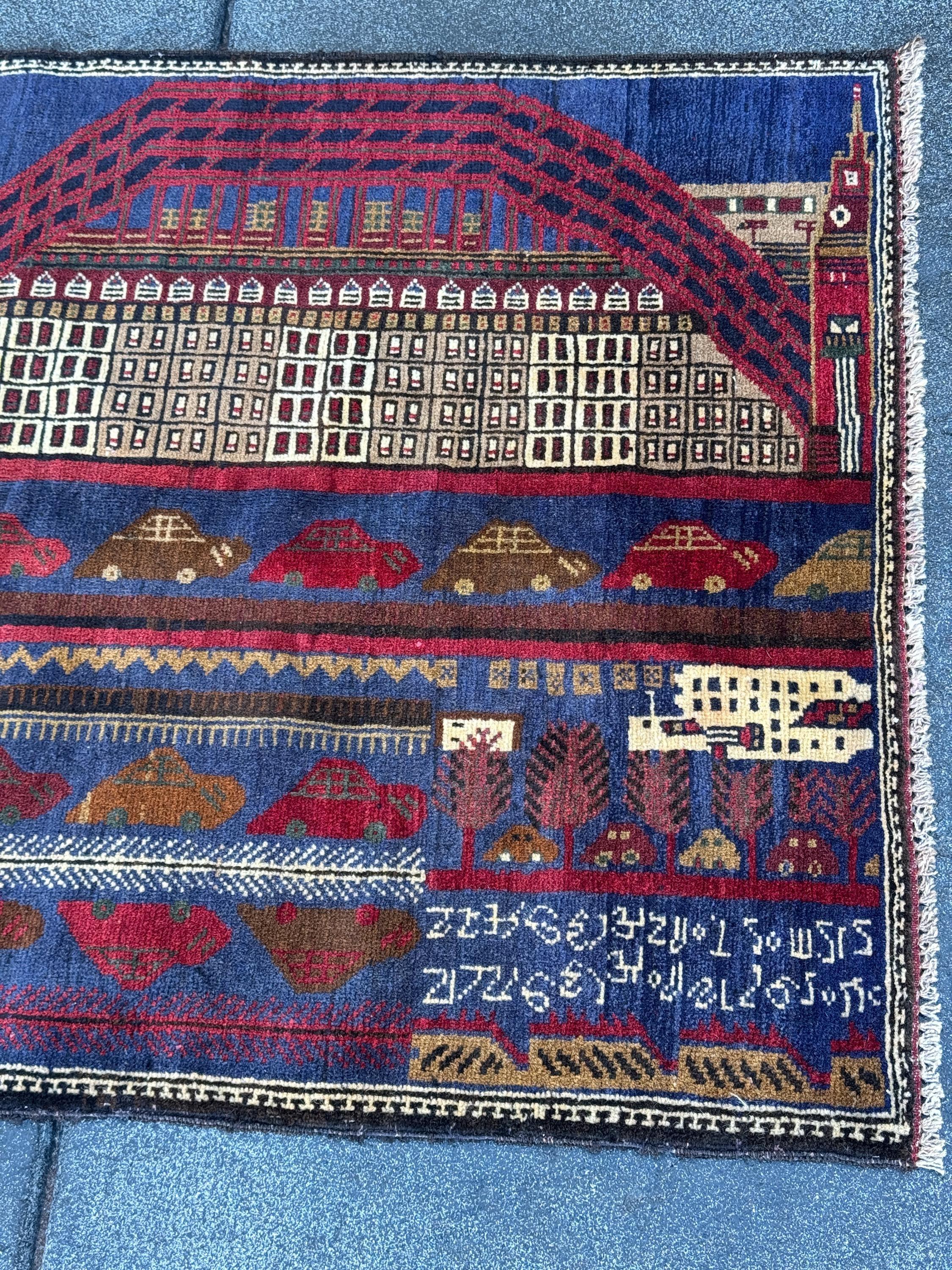 3x5 Handmade Vintage Afghan Baluch Rug | Navy Blue Crimson Blood Burgundy Red White Cream Taupe Tan Caramel Coffee Chocolate Brown Black