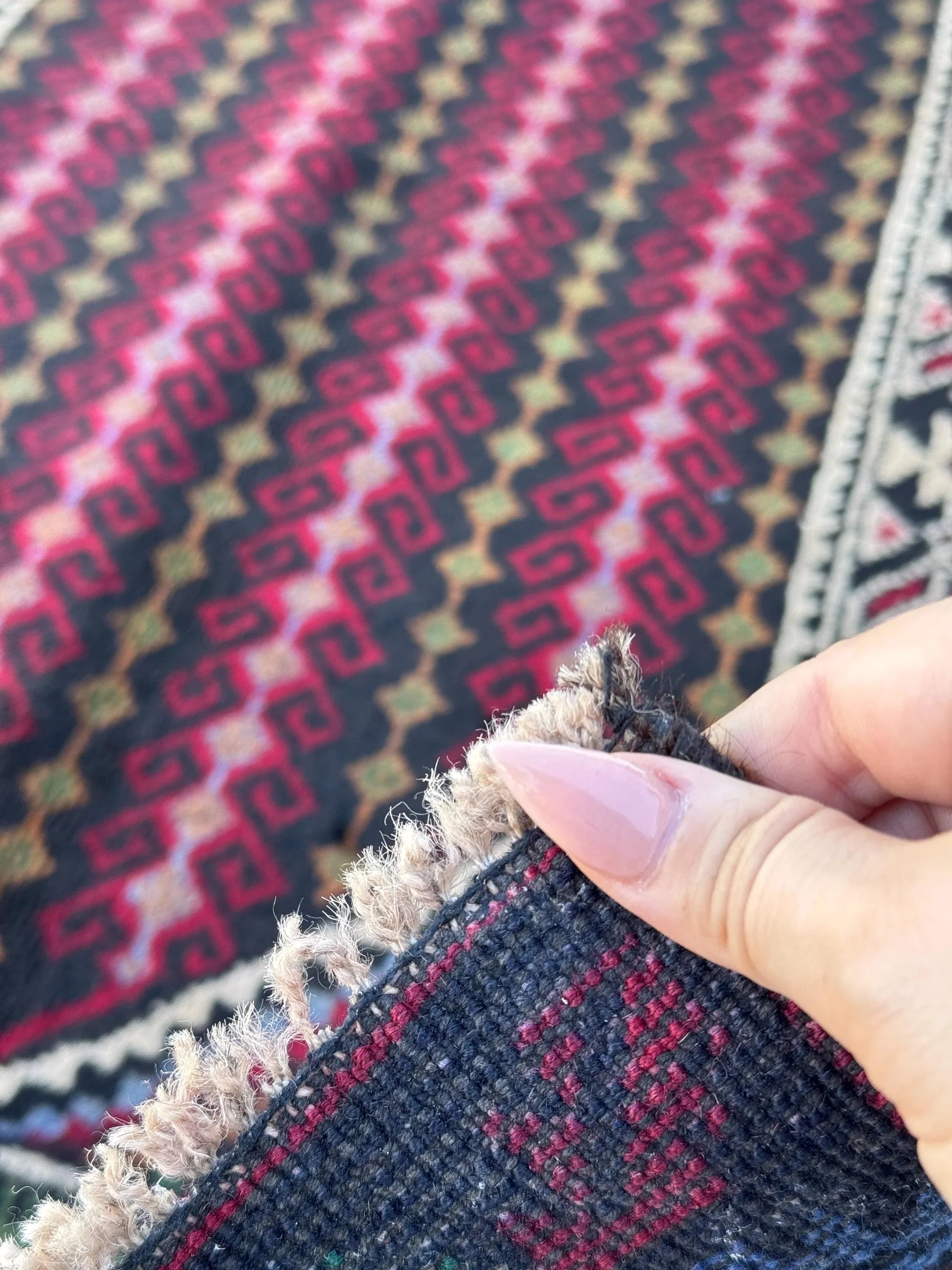 3x4-5 (91x144) Handmade Vintage Afghan Baluch Rug | Crimson Red Black Denim Blue Forest Pine Green Cream White Mustard Gold Yellow Purple