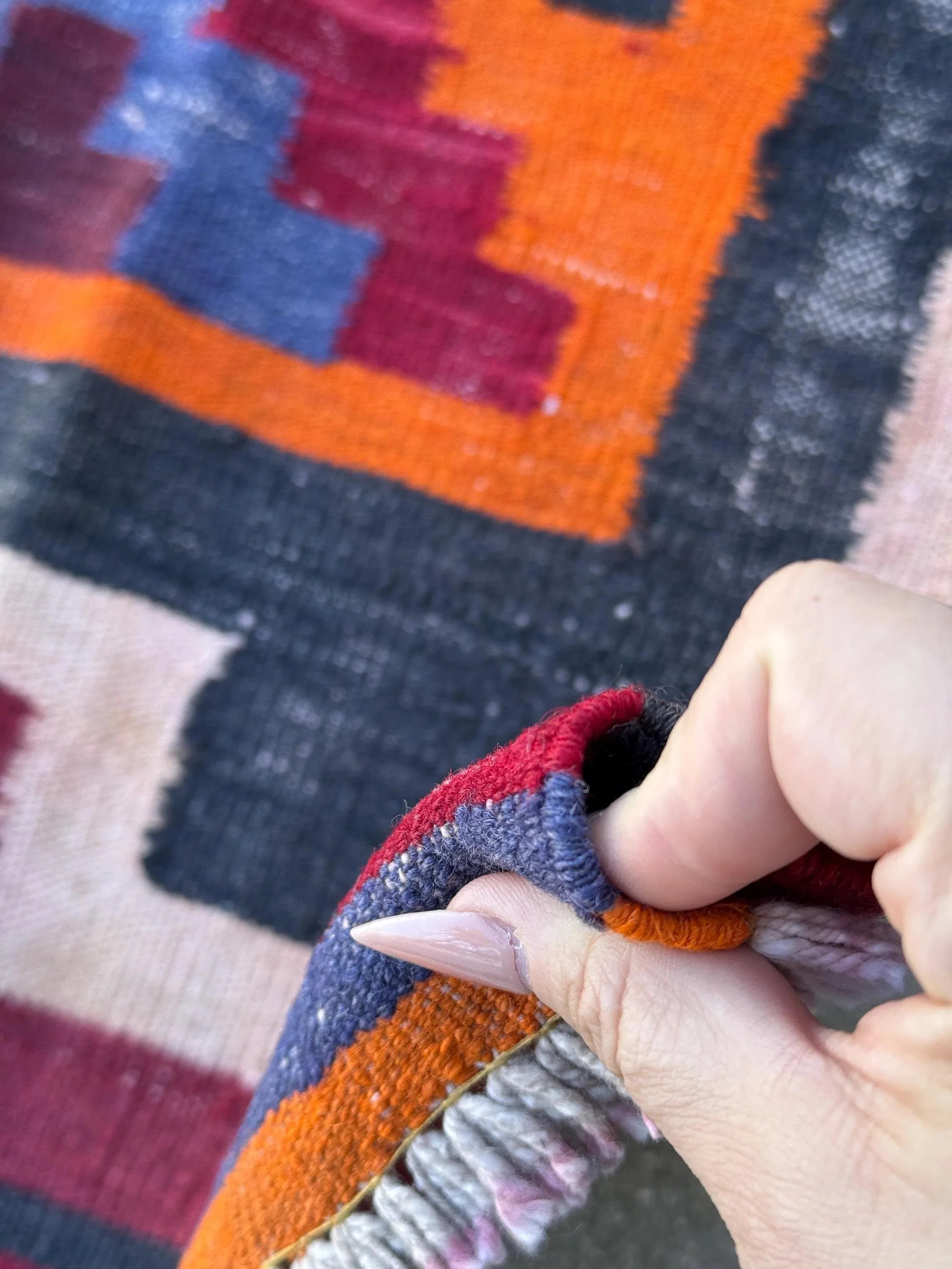 4x5 Handmade Afghan Kilim Rug | Brick Cherry Garnet Crimson Red Orange Black Grey White Cream Denim Blue Maroon Sage Green Taupe | Wool