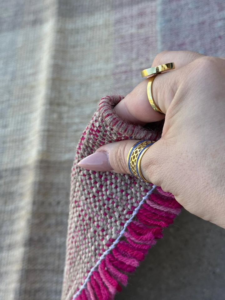 5x8 (152x243) Handmade Afghan Kilim Rug | Beige Tan Sand Brown Denim Royal Teal Powder Blue Pink Fuchsia Yellow Cream Taupe | Wool Flatweave