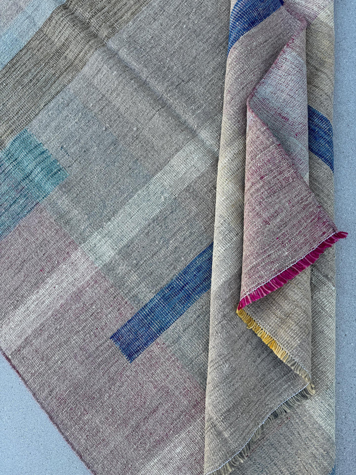 5x8 (152x243) Handmade Afghan Kilim Rug | Beige Tan Sand Brown Denim Royal Teal Powder Blue Pink Fuchsia Yellow Cream Taupe | Wool Flatweave