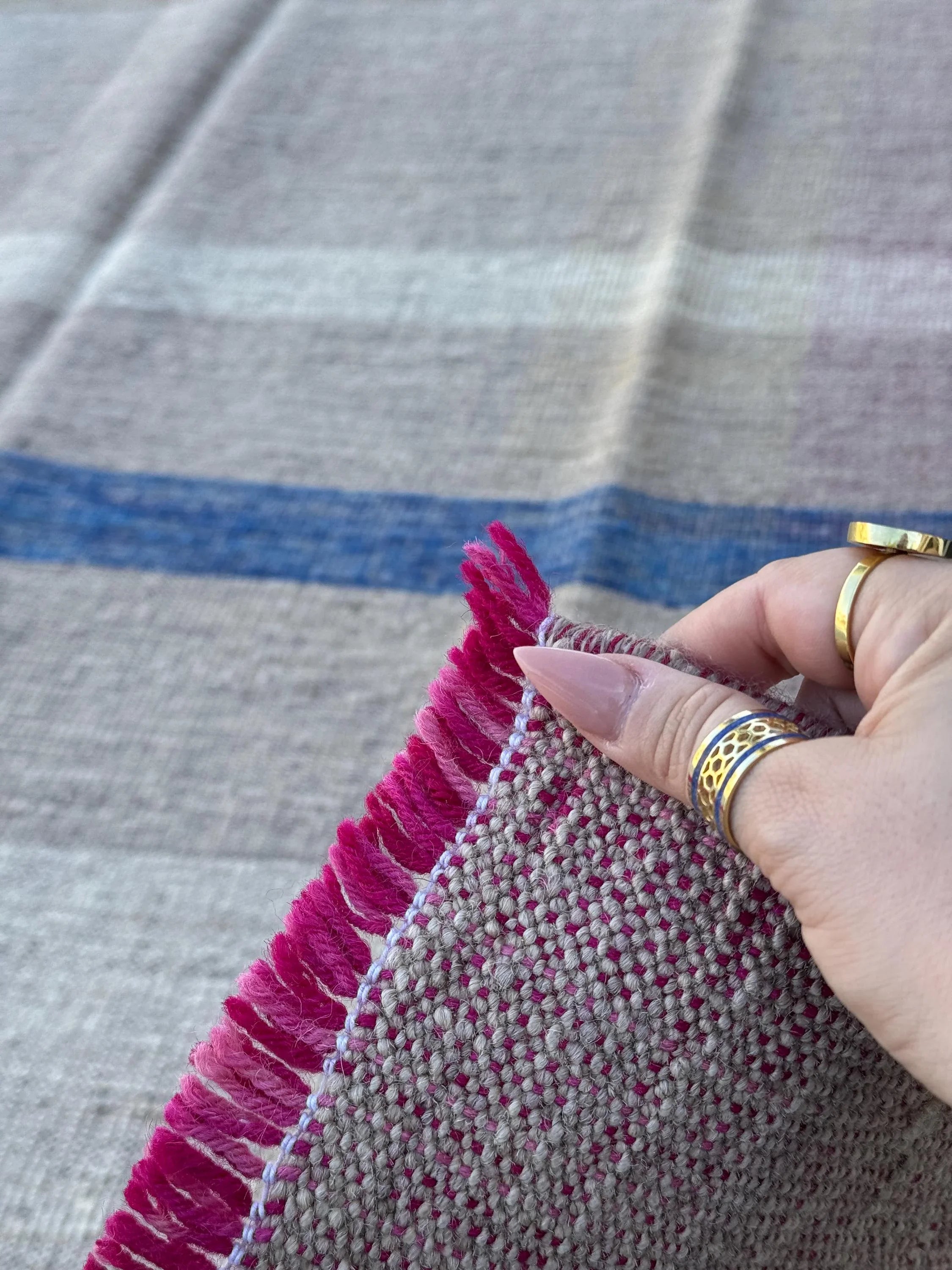 5x8 (152x243) Handmade Afghan Kilim Rug | Beige Tan Sand Brown Denim Royal Teal Powder Blue Pink Fuchsia Yellow Cream Taupe | Wool Flatweave