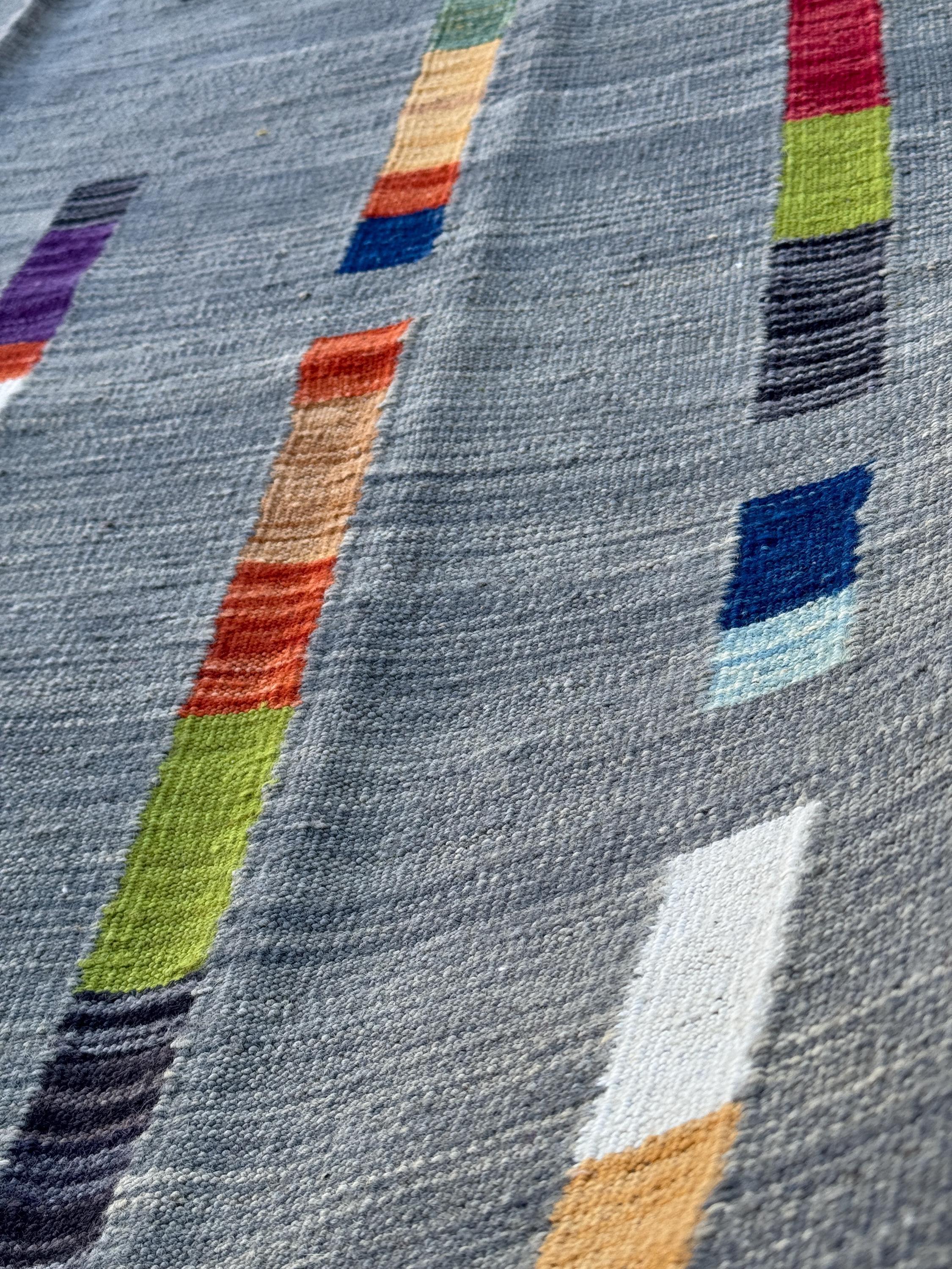 6x8 Handmade Afghan Kilim Rug | Grey Gray Black Red Orange Peach Saffron Denim Prussian Navy Blue Moss Green Teal White Cream Purple | Wool