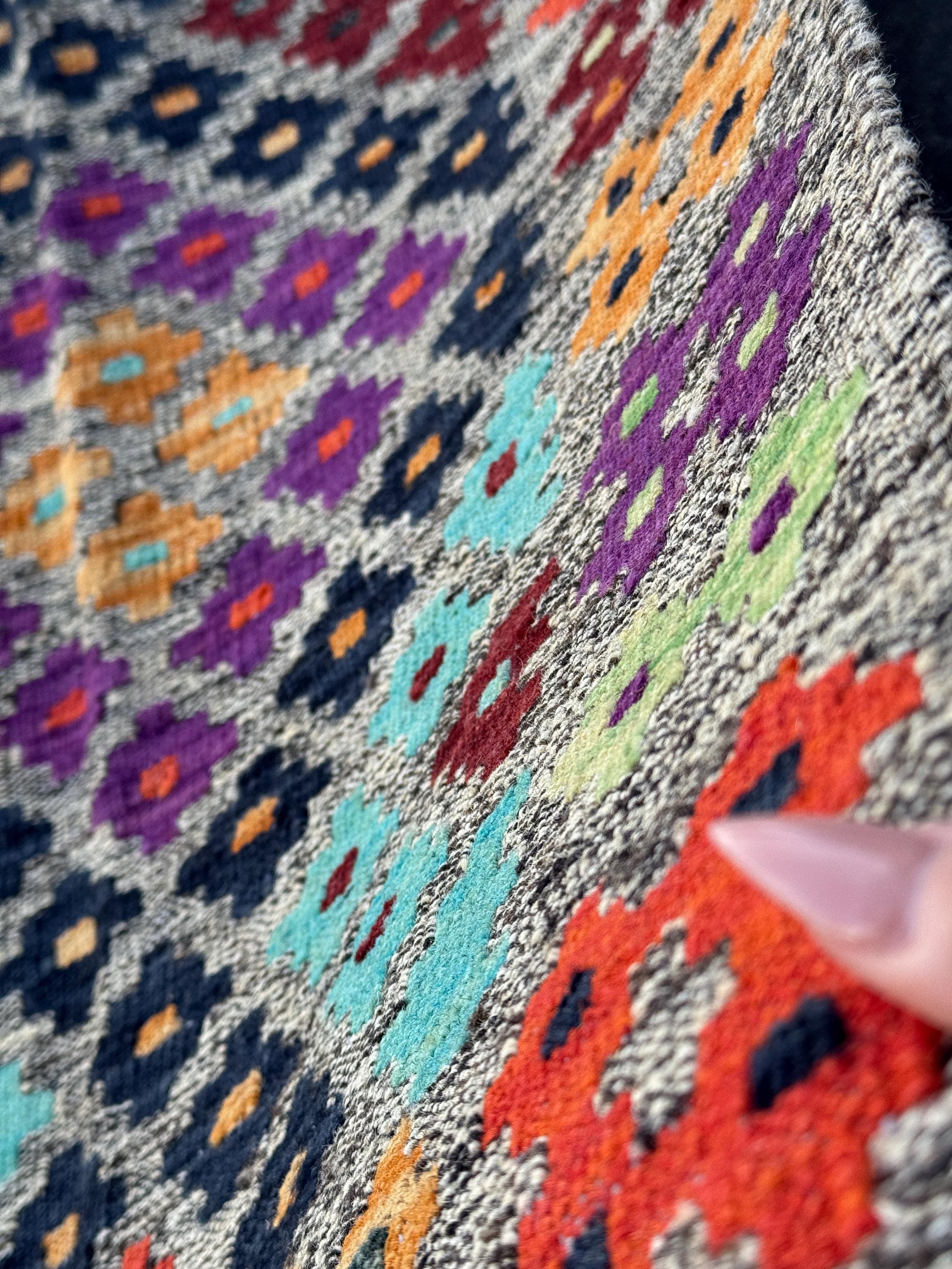 2x6 (60x182) Handmade Afghan Kilim Runner Rug | Grey Black Aqua Prussian Blue Mint Green Wine Red Orange Peach Purple White Cream Pink Wool