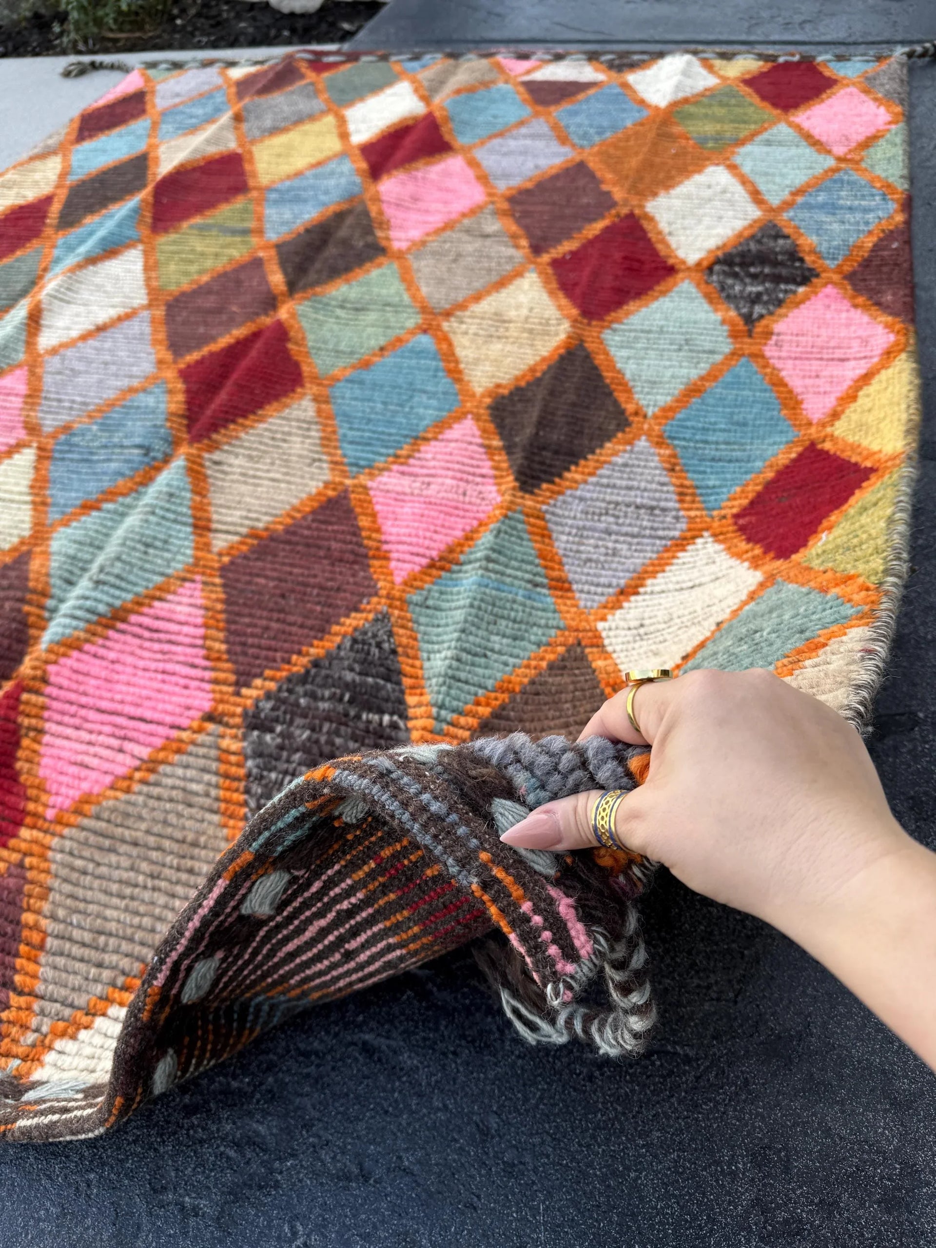 5x6 Handmade Afghan Moroccan Rug | Burnt Rust Orange Garnet Red Denim Sky Prussian Blue Forest Moss Green Pink Purple Yellow White Black Tan