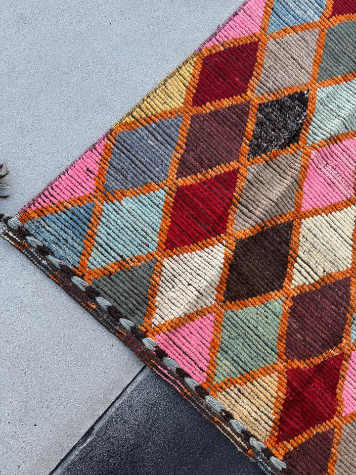 5x6 Handmade Afghan Moroccan Rug | Burnt Rust Orange Garnet Red Denim Sky Prussian Blue Forest Moss Green Pink Purple Yellow White Black Tan