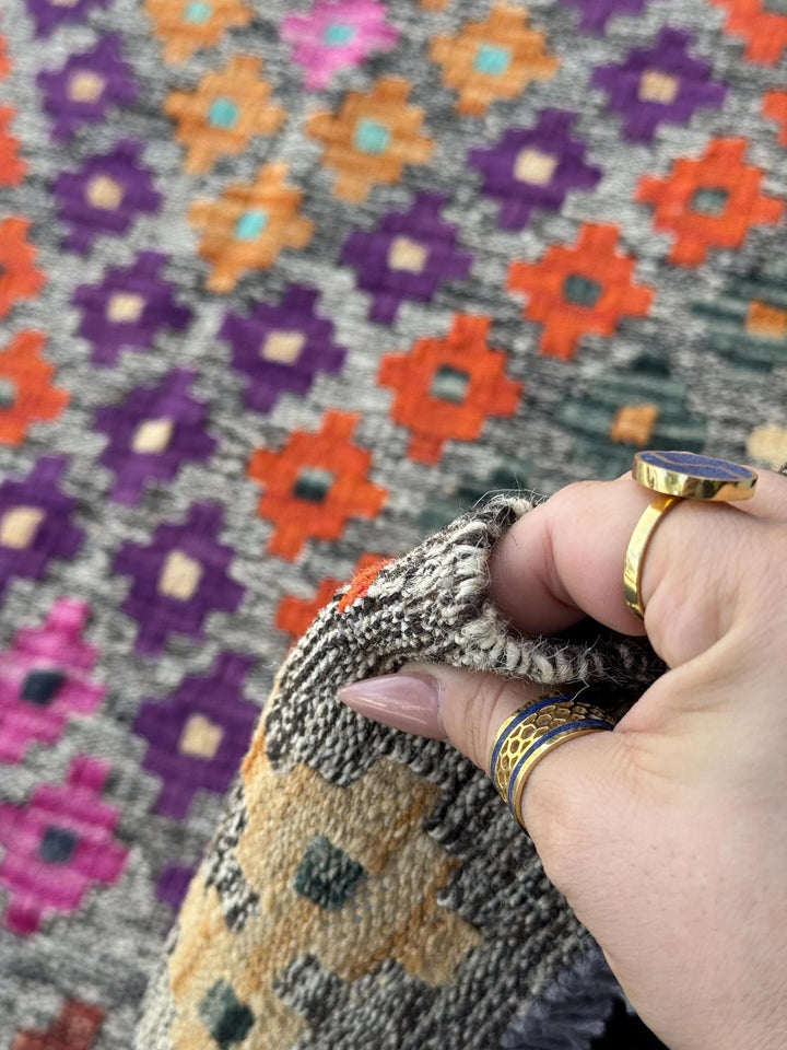 3x5 Handmade Afghan Kilim Runner Rug | Grey Midnight Navy Aqua Blue White Cream Baby Fuchsia Pink Burnt Orange Mint Green Purple Wine Red