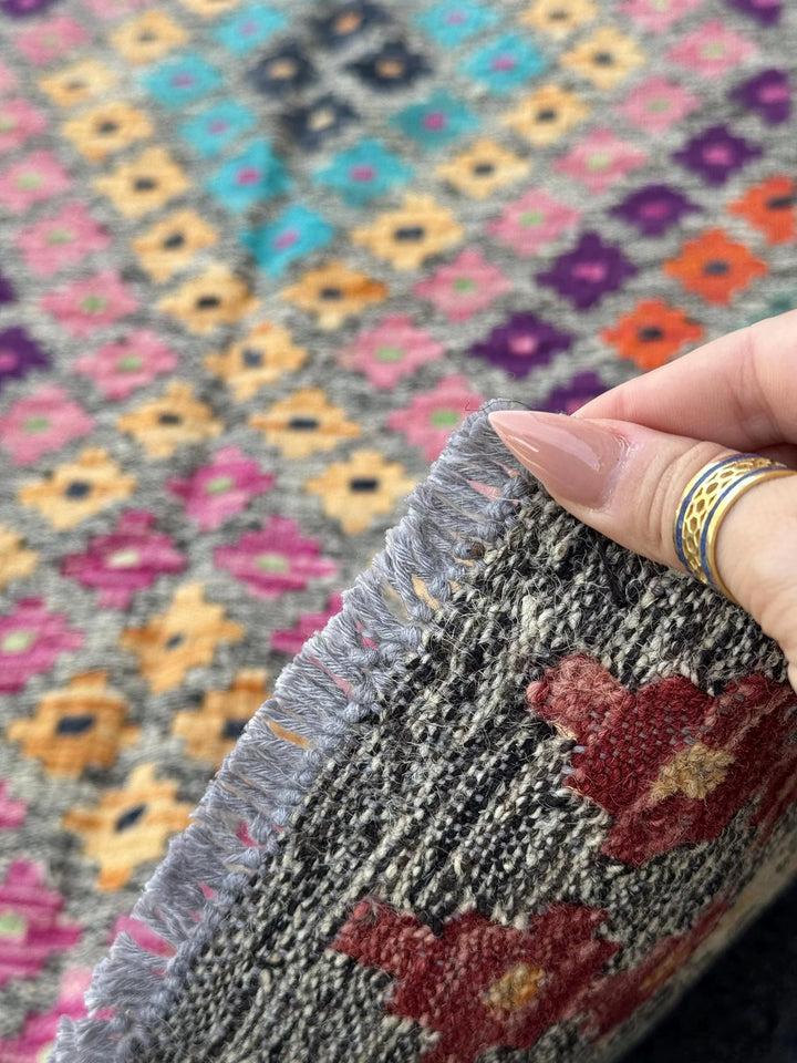 3x5 Handmade Afghan Kilim Runner Rug | Grey Aqua Teal Blue Peach Orange White Cream Fuchsia Blush Pink Black Purple Mint Green Wine Red